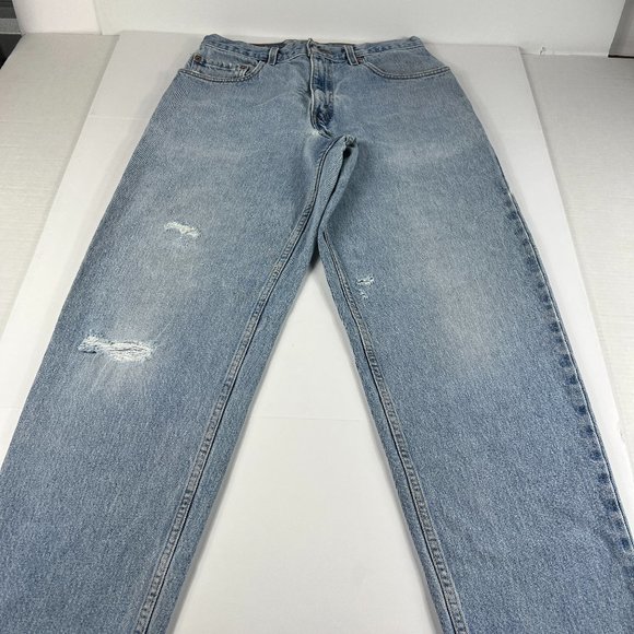 VTG 90s Levi's Jeans Mens 30x32* 560 Loose Tapered Blue Thrashed Denim Tag 32x34